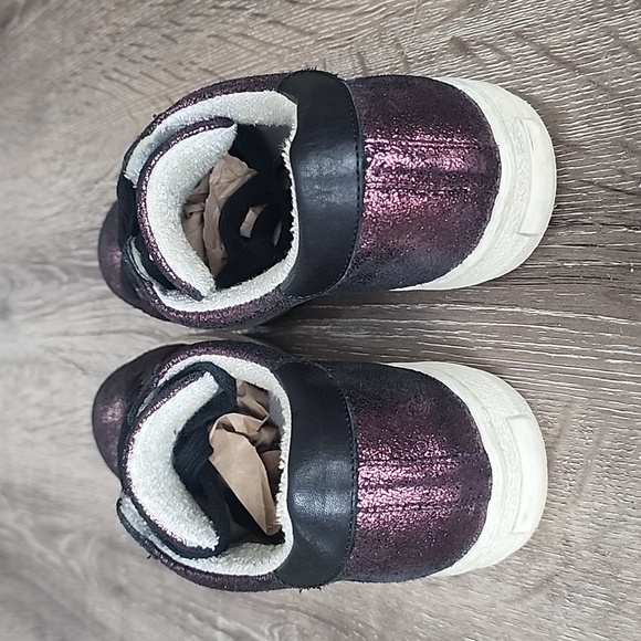 Mèlinè Shiny Metallic Italian Leather Studded Star Low Top Sneakers Raspberry 37 - Picture 6 of 8